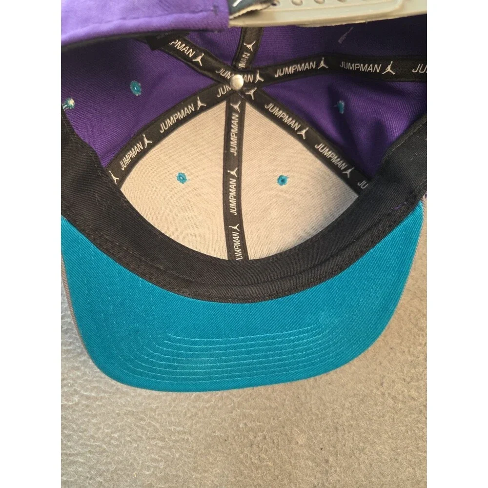 Air Jordan NBA Charlotte Hornets Pro Jumpman Snapback Hat Grey Purple Teal EUC